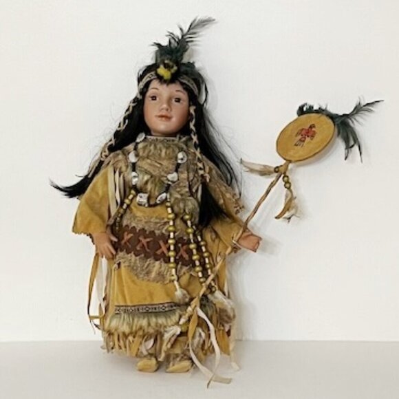 Cathay Collection Porcelain Native American Girl 16" Doll 102-5000 - Picture 1 of 7